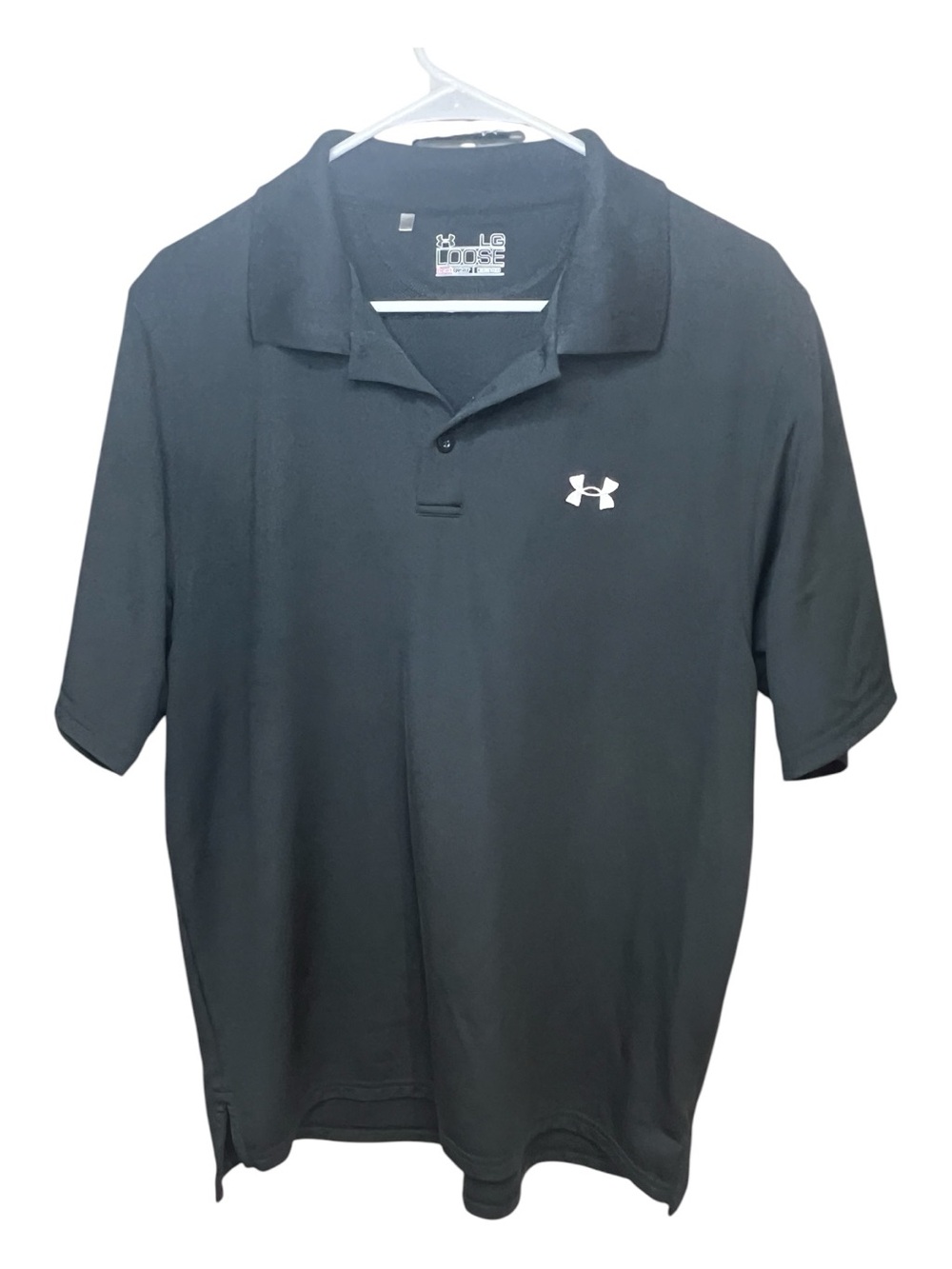Under Armour Black Loose Heatgear Polo with White Logo Size L Men